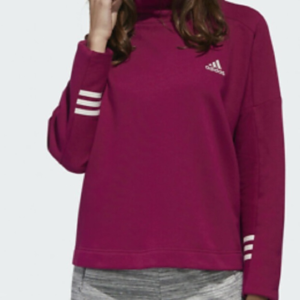 Adidas L Comfortable Funnel Neck oversized Power Berry Essentials sweatshirt EUC